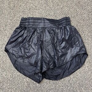 Lululemon Sz 6 Hotty Hot HR Mini Short 4" Matte Sheen Black Running Yoga walk